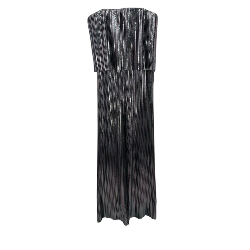 NWT Amanda Uprichard Collina Jumpsuit Gunmetal Pleated Strapless Size XL